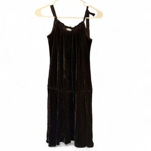 VINCE Velvet Raisin Brown Drop Waist Knee Length Dress Size XS